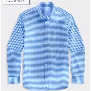 Vineyard Vines Light Blue and White Gingham Button-Down Shirt
